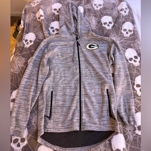 Gray Zip-Up Hoodie with Logo